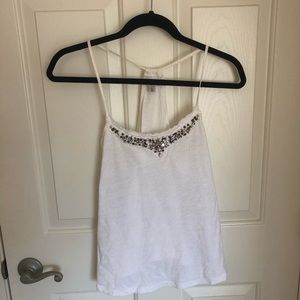 American Eagle White Tank with Gem Detailing